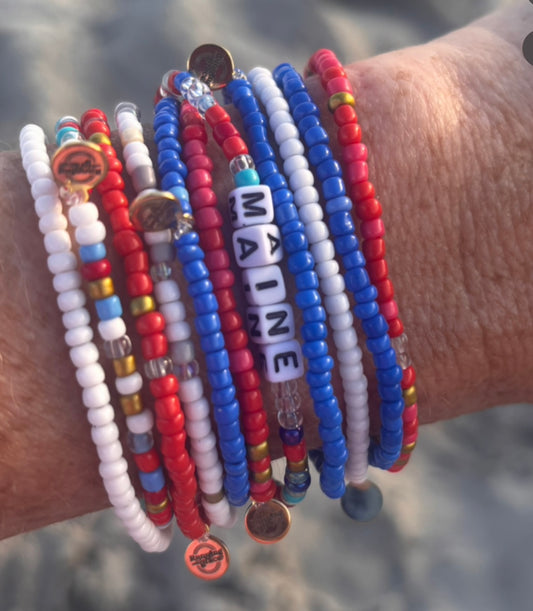 Red, White &Blue Maine Stack (4 bracelets)