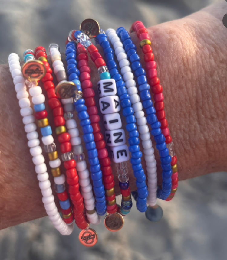 Red, White &Blue Maine Stack (4 bracelets)